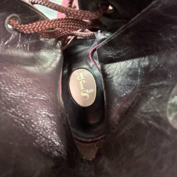 SJP Sarah Jessica Parker Womens 10 Booties Dress Formal Lace Up Open Toe Mauve - Picture 4 of 16